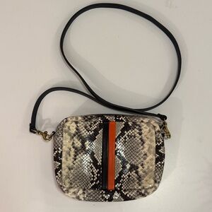 Clare V Snake Print Crossbody Bag - Black and Tan